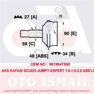 AKS KAFASI SCUDO JUMPY EXPERT 1.6 1.9 2.0 ABSLI resmi