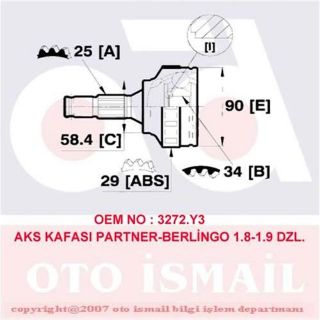 X AKS KAFASI DIŞ PARTNER-BERLİNGO-XSARA 1.8-1.9D 96 ABSLİ 15-1302 resmi