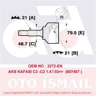 X AKS KAFASI DIŞ C3 -C2 1.4I-1.4HDI 02 15-1407 resmi