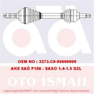 AKS SAĞ PEUGEOT CITROEN P106 SAXO 1.4-1.5 DIZEL 17-0015 resmi