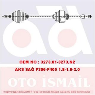 X AKS ÖN SAĞ P306-P405 1.8-1.9-2.0 01 XANTIA-XSARA 1.8-2.0-1.9D 98 resmi