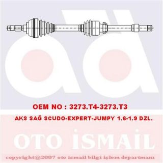 X AKS ÖN SAĞ SCUDO-EXPERT-JUMPY 1.6-1.9D 96 ABSLİ 928MM/27DİŞ/24DİŞ resmi