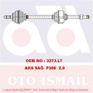 X AKS ÖN SAĞ P306 2.0-1.9 94-01 -P405 1.8-2.0-1.9 92-96 17-0165 resmi