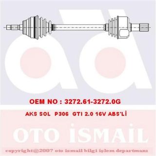 X AKS ÖN SOL P306 GTI 2.0 16V-1.9 94-01 -P405 1.8-2.0-1.9 92-96 ABSLİ 17-0166 resmi