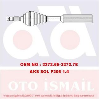 X AKS ÖN SOL P206 1.1-1.4 98 resmi