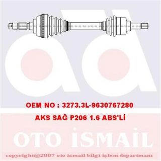 X AKS ÖN SAĞ P206 1.6I-1.4HDI 98 ABS Lİ resmi
