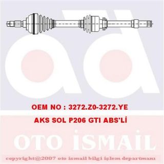 X AKS ÖN SOL P206 GTI 1.6HDI-2.0HDI 99 ABSLİ 17-0393 resmi