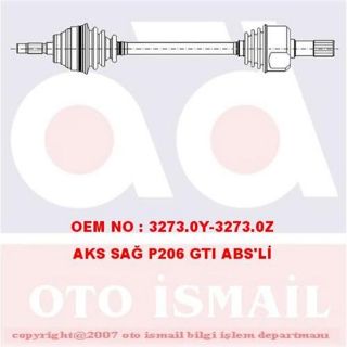 X AKS ÖN SAĞ P206 GTI 1.6HDI-2.0HDI 99 ABSLİ 17-0394 resmi