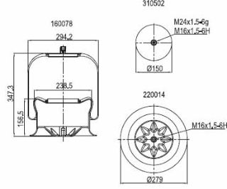 KOMPLE METAL PİSTONLU CHRYSLER MERCEDES BENZ ROR DORSE resmi