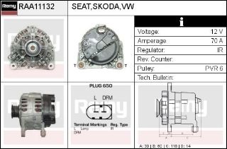 ALTERNATÖR 12//70/A FABİA İBİZA 00>15 ROOMSTER 06>15 POLO 02>10 RAPID 13> resmi