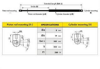 MOTOR KAPUT AMORTİSÖRÜ P106 96 D0070-1 resmi