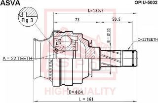 AKS KAFASI SOL SAĞ ÖN İÇ OPEL VECTRA A 1.4  22X22X35 UZUNLUK 130,6 MM 1988-1995 resmi