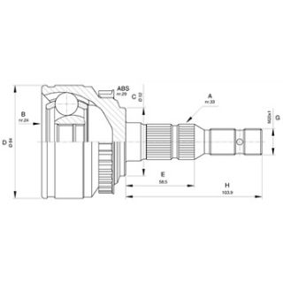 AKS KAFASI SOL SAĞ ÖN DIS OPEL CORSA C 1.7 DTI KALIN FREZE ABSLI 29 DIS 22X23X52 UZUNLUK 158,6 MM 2000-2006 resmi