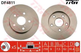 DİSK FREN AYNASI ARKA EFD4811 COROLLA (07-) AURIS 1.4 1.6 resmi