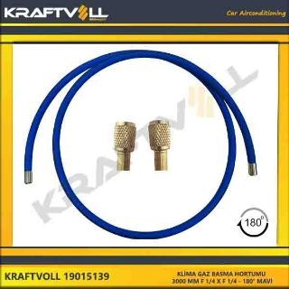 KLIMA GAZ BASMA HORTUMU  3000 MM F 1/4 X F 1/4 180° MAVI STANDART resmi