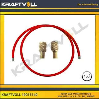 KLIMA GAZ BASMA HORTUMU  3000 MM F 1/4 X F 1/4 180° KIRMIZI STANDART resmi