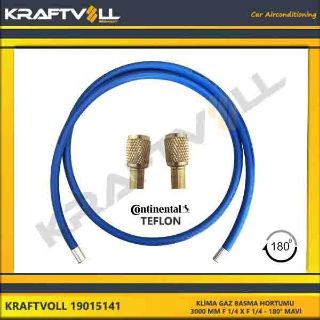 KLIMA GAZ BASMA HORTUMU  3000 MM F 1/4 X F 1/4 180° MAVI CONTINENTAL resmi