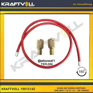 KLIMA GAZ BASMA HORTUMU  3000 MM F 1/4 X F 1/4 180° KIRMIZI CONTINENTAL resmi