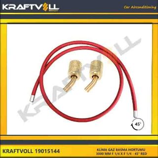 KLIMA GAZ BASMA HORTUMU  3000 MM F 1/4 X F 1/4 45° KIRMIZI STANDART resmi