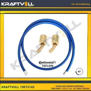 KLIMA GAZ BASMA HORTUMU  3000 MM F 1/4 X F 1/4 45° MAVI CONTINENTAL resmi