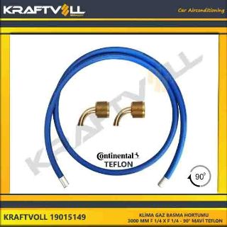 KLIMA GAZ BASMA HORTUMU  3000 MM F 1/4 X F 1/4 90° MAVI CONTINENTAL resmi