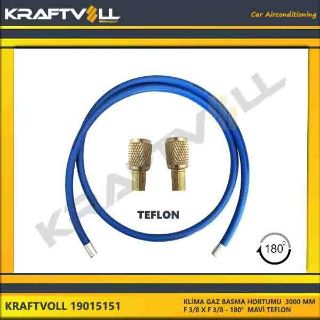 KLIMA GAZ BASMA HORTUMU  3000 MM F 3/8 X F 3/8 180° MAVI STANDART resmi