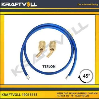 KLIMA GAZ BASMA HORTUMU  3000 MM F 3/8 X F 3/8 45° MAVI STANDART resmi