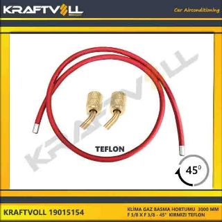 KLIMA GAZ BASMA HORTUMU  3000 MM F 3/8 X F 3/8 45° KIRMIZI STANDART resmi