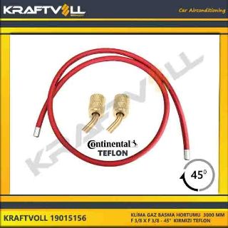 KLIMA GAZ BASMA HORTUMU  3000 MM F 3/8 X F 3/8 45° KIRMIZI CONTINENTAL resmi