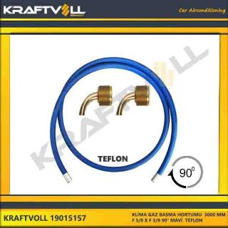 KLIMA GAZ BASMA HORTUMU  3000 MM F 3/8 X F 3/8 90° MAVI STANDART resmi