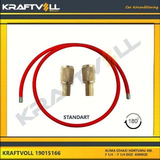 KLIMA GAZ BASMA HORTUMU  4000 MM F 1/4 X F 1/4 DIRITTO KIRMZI STANDART resmi