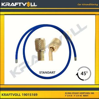 KLIMA GAZ BASMA HORTUMU  4000 MM F 1/4 X F 1/4  45° MAVI STANDART resmi