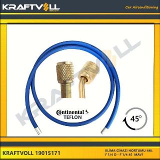 KLIMA GAZ BASMA HORTUMU  4000 MM F 1/4 D X F 1/4 45° MAVI CONTINENTAL resmi