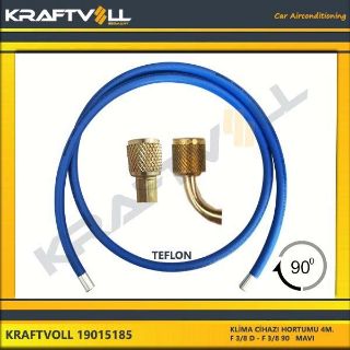 KLIMA GAZ BASMA HORTUMU  4000MM F 3/8 D * F 3/8 90° MAVI STANDART resmi