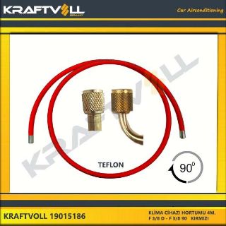 KLIMA GAZ BASMA HORTUMU  4000MM F 3/8 D * F 3/8 90° KIRMIZI STANDART resmi