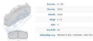 ON FREN BALATASI  RENAULT MIDLUM MAN  (02-) SCANIA  (09/95>09/04), P, G, R, T serisi  (MAVI KUTU) resmi