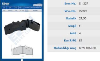 FREN BALATASI KÜÇÜK BPW DINGIL DISKLI FREN (MAVI KUTU) resmi