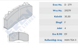 ÖN / ARKA FREN BALATASI MAN TGX YM (WABCO NG22 KALIPER)  (MAVI KUTU) resmi