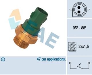 FAN MÜŞÜRÜ 95-88 DERECE ESCORT IV 1.8 16V - 1.8TD 92>99 FİESTA 1.0 - 1.4 - 1.6 83>89 MONDEO 1.8TD 92>00 SIERRA 1.8TD - 2.3 82>93 YESIL resmi