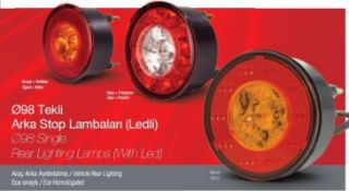 SİNYAL LAMBASI 12V LEDLİ (ARKA ÜST AYDINLATMA) ALÜMİNYUM KAPLI CERCEVE (Ø 98MM) resmi