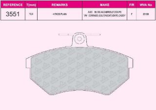 ON FREN BALATASI-KULAKSIZ **19MM**-  (VW CADDY 96-03  GOLF 80-98  POLO 95-02  AUDI A4 95-97  A80 92-96 ) resmi