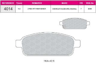 FREN BALATASI ARKA WVA 25096 CHEVROLET AVEO 2013-> CRUZE 2009-> ORLANDO 2011-> TRAX 2012-> VOLT 2011-> OPEL AMPERA 2011-> ASTRA GTC J 2011->  ASTRA J 2009-> CASCADA 2013-> MOKKA 2012-> ZAFİRA TOURER C 2011-> resmi