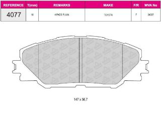 FREN BALATASI ÖN WVA 24337 TOYOTA RAV 4 III 2.0WT-I 2.2D 05-11 AURIS 1.4D 1.4WTI 2.0 2007-> resmi
