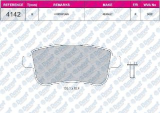 FREN BALATASI ARKA WVA24820 MEGANE III FLUENCE L30 GRAND SCENİC 08-> resmi