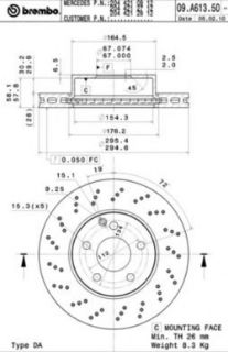 FREN DİSKİ ÖN MERCEDES C SERİE (C204) C180-C220-C250-C350 11>-(S204-W204) C200-C220-C230-C250-C280 07-14 HAVALI 295MM resmi