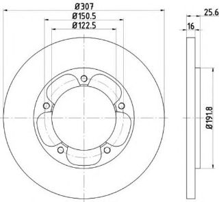 FREN DİSKI ARKA TRANSİT V363 14> TEK TEKER ARKADAN CEKISLI DÜZ 308MM 5 BİJON resmi