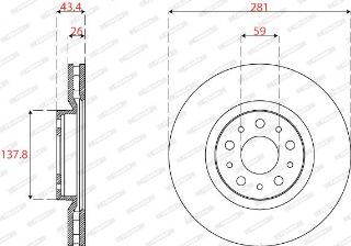 ON FREN AYNASI (DISKI) DOBLO III EGEA 1.3 / 1.6 / 2.0 10>ALFA ROMEO 147 156 (5 BIJON 284MM) resmi