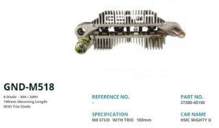 ALTERNATÖR DIOT TABLASI MANDO TİP CANTER ESKI MODEL PAJERO L200 HYUNDAİ HMC MIGHTY II 100MM(6 DIOT) resmi