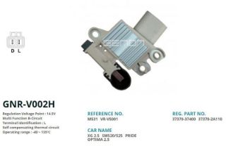 ALTERNATÖR KONJEKTOR 12V KOREA HYUNDAİ SANTA-FE / SONATA 110 AMP 2 FIS (GNR-V002A UYUMLU) (L) resmi