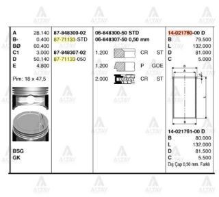 SEGMAN ACCENT 03-06  ERA 06-11  1.6 BENZİNLİ STD TAKIM resmi